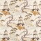 Ivory - Gold & Yellow,Green,Orange & Rust Global,Novelty,Toile Upholstery Fabric 54 Inches"